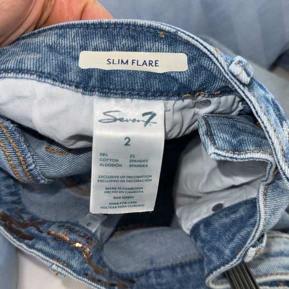 Seven 7 Jeans Womens Size 2 Flare Slim Light Blue High Distressed Felicity - Picture 4 of 9